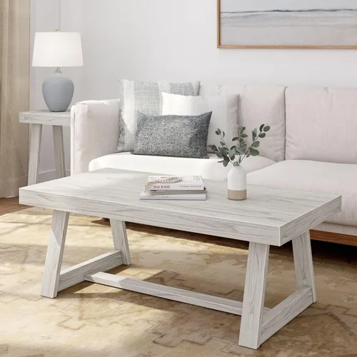 Vista 19 de Plank+Beam Mesa auxiliar rectangular clásica, mesa de centro de granja de 40 pulgadas, mini mesas centrales para espacios pequeños, mesa de té