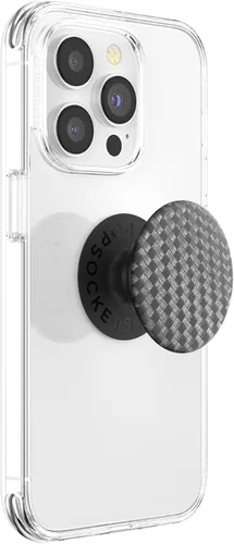Vista 2 de PopSockets Agarre adhesivo para teléfono, soporte - tejido de carbonita