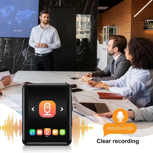 Vista 4 de Reproductor MP3 de 64 GB con Bluetooth, pantalla táctil completa, reproductor MP3 de música portátil, altavoz HD integrado, radio FM, grabadora