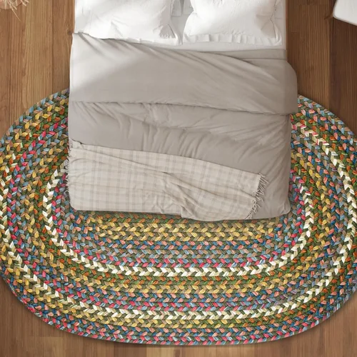 Vista 35 de Rhody Rug Country Jewel CJ35 - Alfombra trenzada ovalada de bronce de 2 x 3 pies, decoración del hogar, alfombra de piso o alfombra de dormitorio