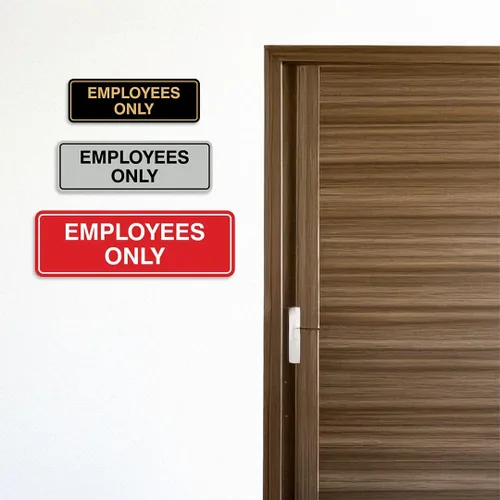 Vista 5 de Letrero estándar de solo empleados - Negro - Pequeño (1 paquete)