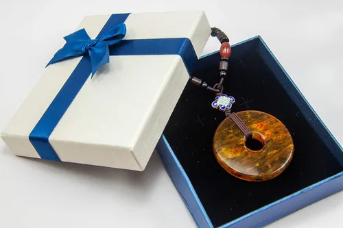 Vista 7 de Handmade Lucky Buckle Necklace, Seven Color Jade Natural Stone Pendant Necklace, Donut Shape Lucky Amulet, Gift for Women and Best Friend