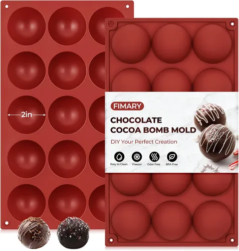 Vista 21 de Moldes de silicona para bombas de chocolate caliente de 24 agujeros, 2 paquetes de mini moldes de semiesfera de 1 pulgada de media esfera para hacer