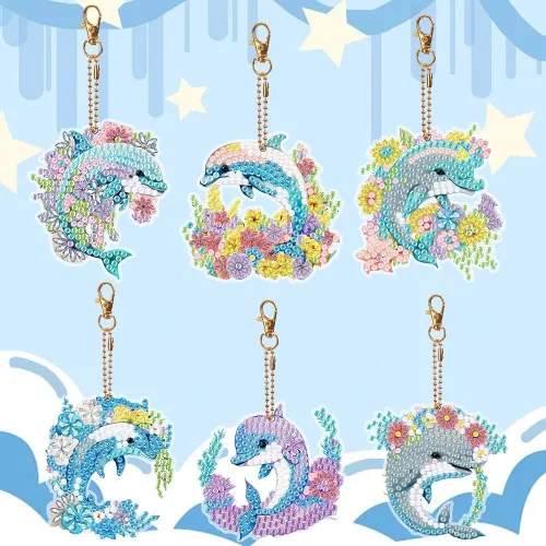 Vista 7 de YUE ZHE 9 llaveros de pintura de diamantes de animales, kits de arte de diamantes de animales para adultos, pintura 5D de doble cara para adultos
