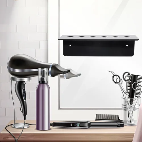 Vista 2 de 3 piezas de soporte de peluquería estante de herramientas para almacenamiento montado en la pared maquillaje Caboodle Scissor Rack organizador