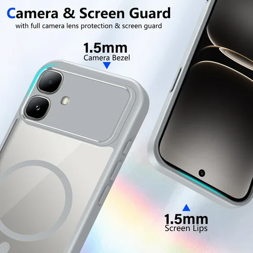 Vista 202 de Funda magnética transparente compatible con Xiaomi 17T, color negro 2 en 1 PC + TPU cubierta de teléfono a prueba de golpes, carcasa protectora