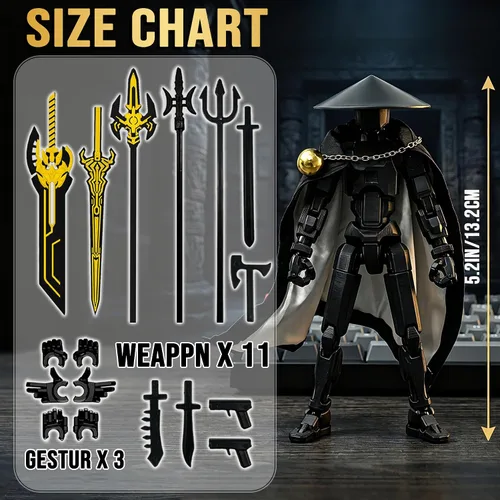 Vista 5 de DANONI Titan 13 - Juego de figuras de acción de Lucky Robot 13 impresas en 3D Las figuras de acción de robot movibles multiarticuladas incluyen un