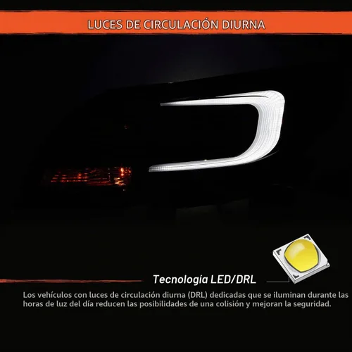 Vista 4 de AKKON - Para faros delanteros de proyector Chevy Malibu 2013-2015 [For Halogen Model Only] C-Shape LED DRL Daytime Running Light Black Housing