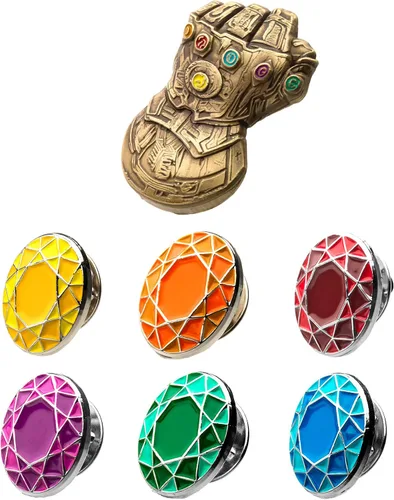Vista 2 de Marvel Comics - Juego de pines de solapa esmaltada unisex para adultos diseño de Avenger Infinity y 6 piedras infinitas colores del pin multicolor