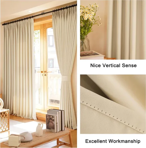 Vista 49 de HUTO Cortinas Plisadas de Pinzas Opacas con Aislamiento Térmico para Oscurecer la Habitación, Panel de Tratamiento de Ventana para Sala de Estar
