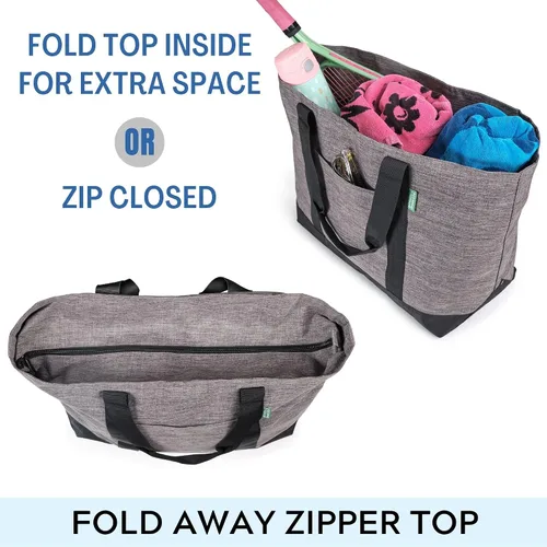 Vista 4 de Creative Green Life Bolso de mano XL para mujeres u hombres con cremallera superior, bolsa de mano de alta calidad para el trabajo, gimnasio