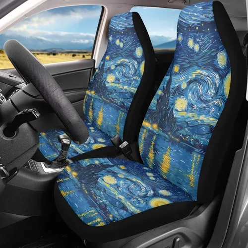 Vista 13 de Mumeson Fundas protectoras de asiento delantero de automóvil con estampado de calavera y girasol, fundas elásticas para asiento de automóvil, 2