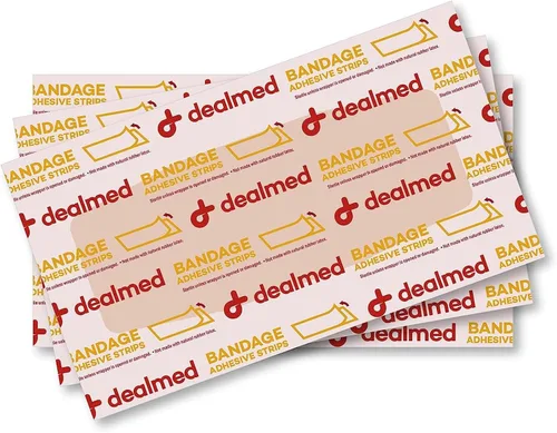 Vista 2 de Dealmed Vendajes Adhesivos Flexibles de Tela – 50 Unidades (1 Paquete) Vendajes con Almohadilla Antiadherente, Sin Látex, Cuidado de Heridas