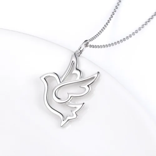 Vista 4 de DAOCHONG Collar con colgante de animal en corazón de plata esterlina S925 de 18 pulgadas