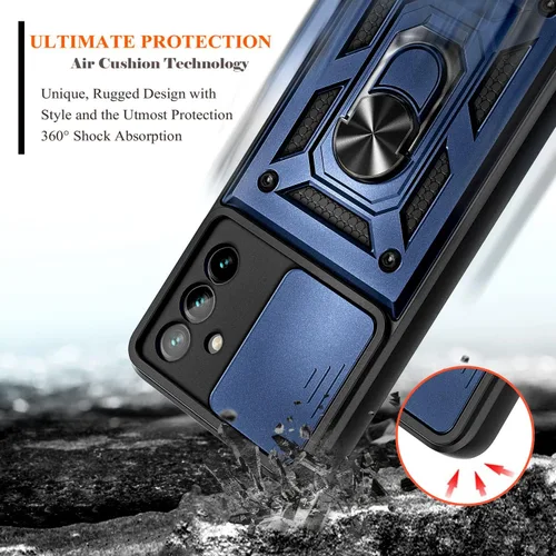 Vista 5 de NZND Funda para Samsung Galaxy A13 5G con protector de pantalla de vidrio templado (cobertura máxima), cubierta de cámara, protección de cuerpo