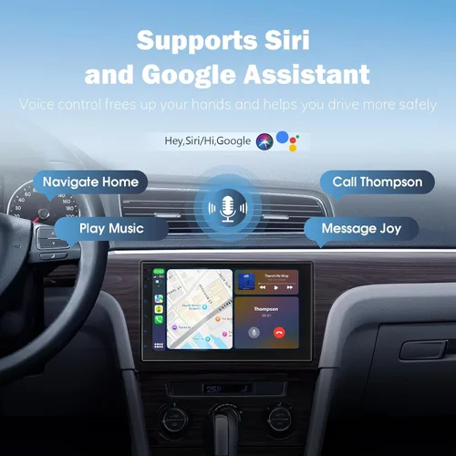 Vista 4 de Haudio Estéreo de auto de doble DIN de 7 pulgadas con CarPlay inalámbrico y Android Auto, Bluetooth, navegación GPS, cámara de respaldo, sistema