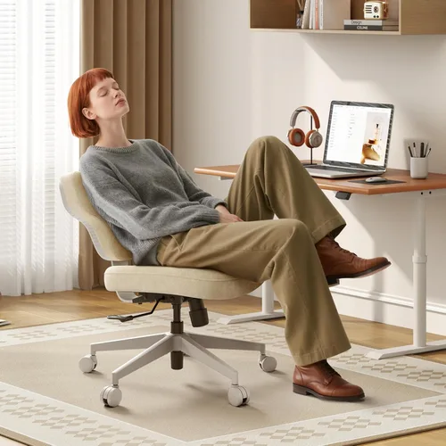 Vista 4 de Newtral Freedom-X Silla Criss Cross con Ruedas - Silla de Oficina de Piernas Cruzadas Multiposición con Bandeja para Portátil, Silla Ergonómica