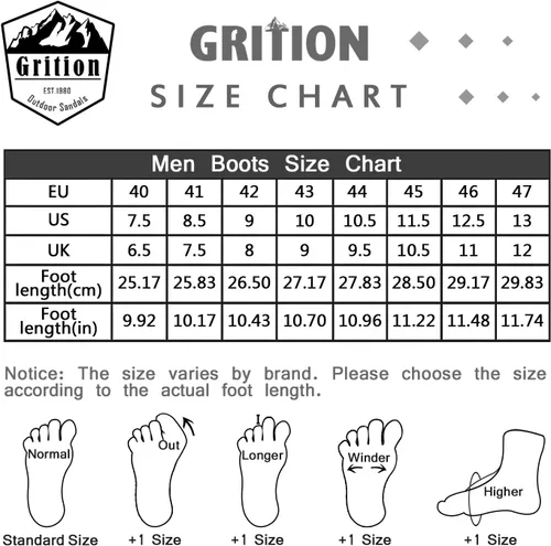 Vista 6 de Grition Botas de senderismo impermeables para hombre, botas de senderismo al aire libre, cómodas botas atléticas ligeras con cordones.