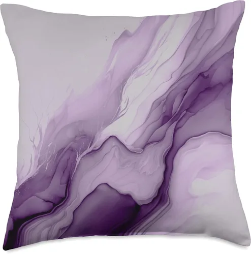 Vista 5 de Pretty Trendy Modern Color Designs Almohada de flujo de tinta abstracta color morado lavanda, 16 x 16 pulgadas, multicolor