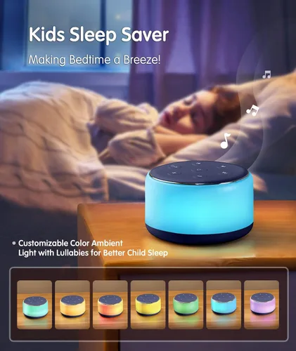 Vista 4 de FamiSym Máquina de Sonido para Dormir para Bebés, Niños y Adultos - Máquina de Ruido Blanco Recargable para Dormir con Luz Nocturna, 34 Sonidos