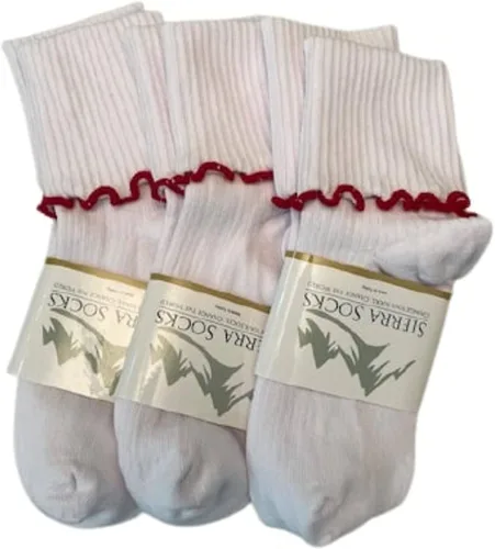 Vista 6 de Sierra Socks Calcetines de uniforme escolar con borde de lechuga para niña grande, algodón peinado, puntera sin costuras, calcetines suaves y cómodos