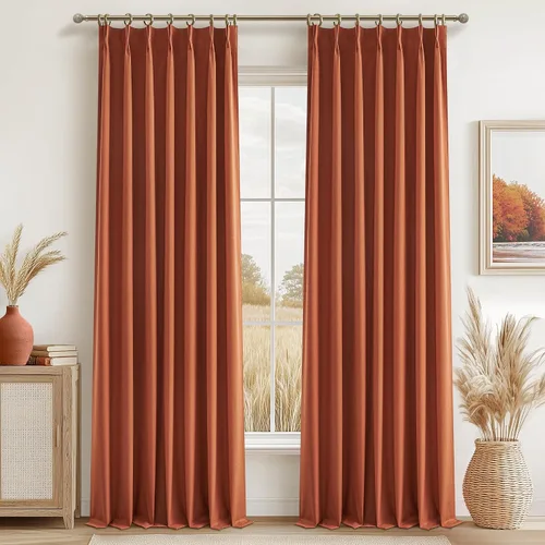 Vista 20 de Cortinas y Drapeados Modernos con Pliegues Pellizco Rosa Bebé de 84 Pulgadas de Largo, Juego de 2 Paneles para Sala de Estar, Cortina de Ventana