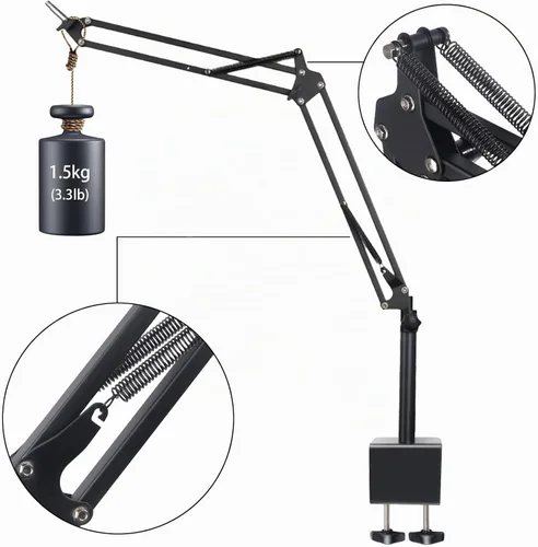 Vista 5 de Soporte de Micrófono con Brazo Articulado para Blue Yeti HyperX QuadCast SoloCast Yeti Nano Snowball SM7B Q2U Fifine K669B y Otros Micrófonos
