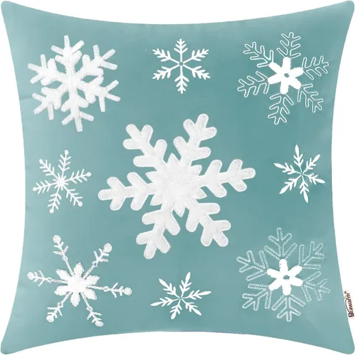 Vista 55 de BRAWARM Christmas Reindeer Pillow Cover 18x18 Black Velvet Embroidered Reno negro