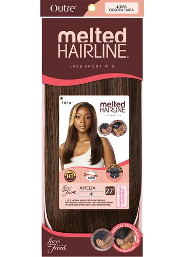 Vista 7 de Outre Peluca de encaje frontal - Línea capilar fundida - AMELIA (3DR2/HONEY BROWN OMBRE)