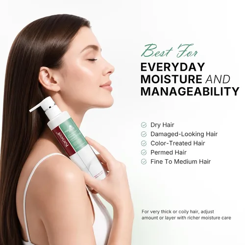 Vista 7 de Karseell Crema de Proteína Reparadora Acondicionador Sin Enjuague Tratamiento Capilar Crema de Proteína Orgánica para Cabello Seco Dañado