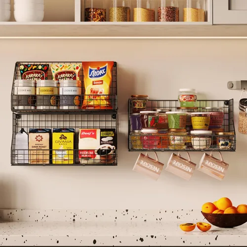 Vista 2 de X-cosrack Organizador de aperitivos desmontable apilable de 3 niveles (tamaño grande), exhibición de encimera/estante montado en la pared con 5