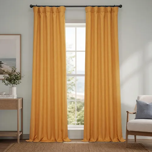 Vista 27 de HPD Half Price Drapes - Cortinas de lino sintético para sala de estar (2 paneles) - 100 pulgadas de ancho x 84 pulgadas de largo - Cortinas