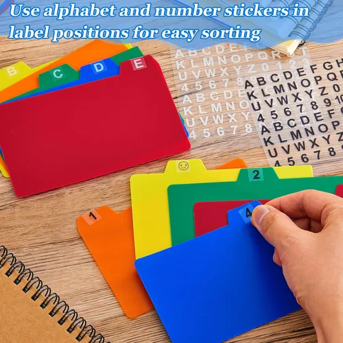 Vista 4 de Lewtemi 50 separadores de tarjetas de índice de 3 x 5 pulgadas, separadores de tarjetas de índice con tarjetas guía con 2 calcomanías de números