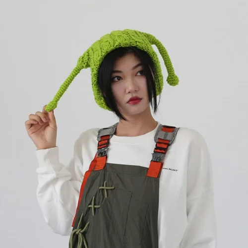 Vista 3 de Divertido gorro de punto creativo con orejas de invierno holgado cálido para mujeres y niñas