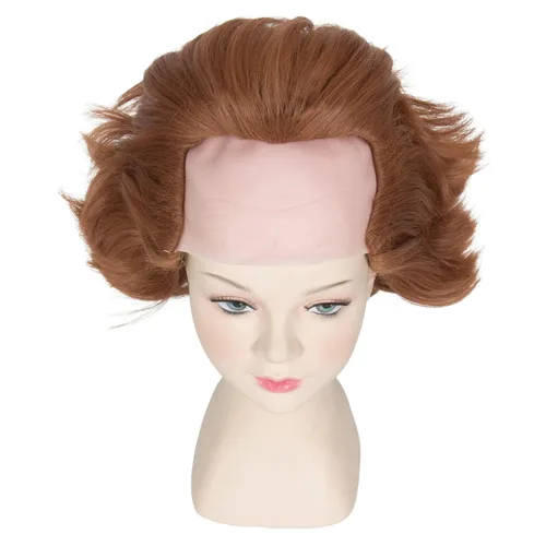 Vista 5 de Miss U Hair - Peluca corta ondulada de caoba para niños, peluca de payaso calvo para niños, pelucas de fiesta de Halloween