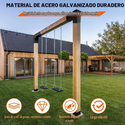 Vista 4 de Kits de soporte para pérgola DIY, soportes de esquina en forma de L de 2 vías para madera de 4 x 4 pulgadas (real: 3.5 x 3.5 pulgadas) para pérgola