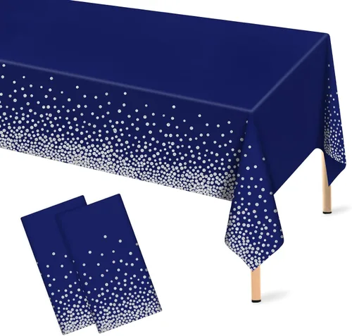 Vista 19 de Mulbozy 2 piezas de mantel de plástico negro para mesa rectangular, 54 × 108 pulgadas, fundas desechables de mesa para fiestas negras