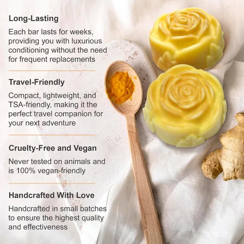 Vista 3 de Relaxcation Barra acondicionador de aceite de raíz de jengibre y camelina, hidratante y crecimiento del cabello, hecha a mano en Estados Unidos