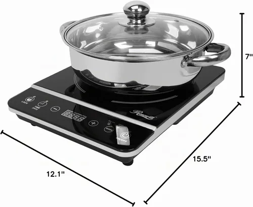 Vista 9 de Rosewill Anafe de cocina por inducción de 1800 W con olla de acero inoxidable, No programable, Negro