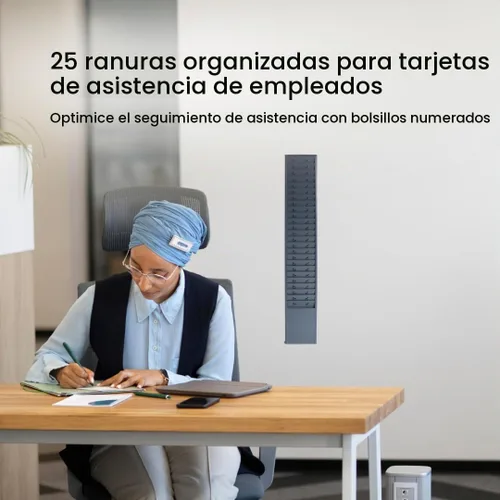 Vista 2 de Organizador de pared de metal de 25 ranuras, estante para tarjetas
