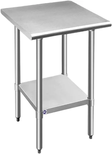 Vista 87 de ROCKPOINT Mesa de acero inoxidable para preparación y trabajo, 14x24 pulgadas; mesa de cocina comercial de metal NSF resistente con estante inferior