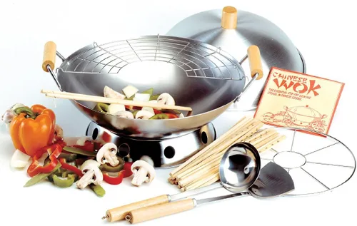 Vista 2 de Norpro Wok de 10 piezas, plata, 14 pulgadas