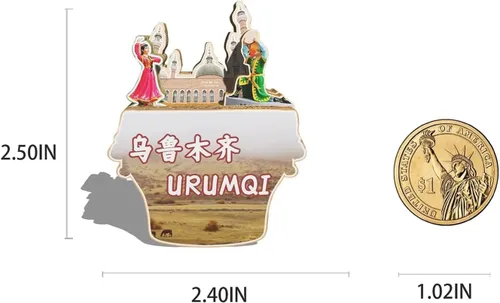 Vista 3 de China Urumqi Xinjiang imán para nevera de madera, 3D, para viajes, coleccionables, recuerdos, decoración hecha a mano