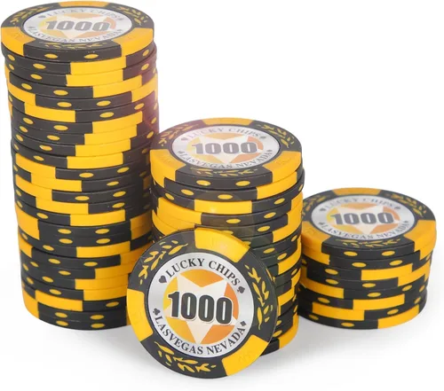 Vista 12 de ORIENGEAR Professional Poker Chips, 50 Pcs 14 Gram Composite Chips with Clear Denominations, Numbered Casino Chips for Blackjack, Roulette & Poker