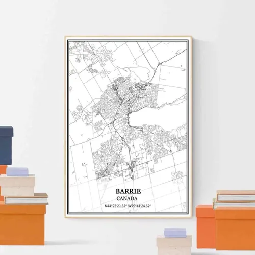Vista 4 de TANOKCRS Barrie - Lienzo decorativo para pared, diseño de mapa de Canadá, sin marco, moderno, en blanco y negro, recuerdo, decoración del hogar, 12