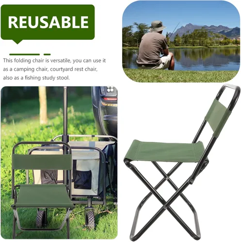 Vista 9 de BESPORTBLE Silla plegable para acampar al aire libre, silla plegable portátil ligera, taburete de pesca pequeño con material resistente