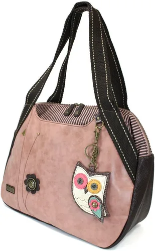 Vista 3 de Chala Bolso de mano de hombro rosa con llavero y monedero