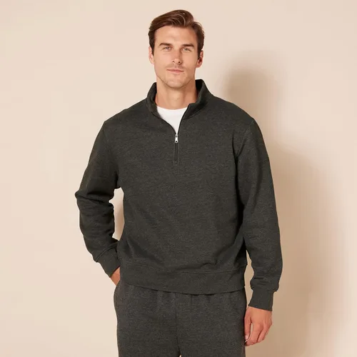 Vista 6 de Tienda Essentials - Sudadera de vellón, cuarto de cremallera y manga larga para hombre