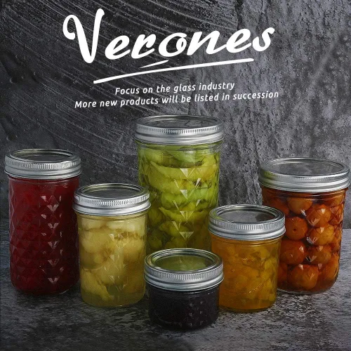 Vista 7 de VERONES Tarros Mason de 8 onzas, tarros de gelatina con tapas regulares, ideales para mermelada, miel, recuerdos de boda, regalos de ducha, paquete