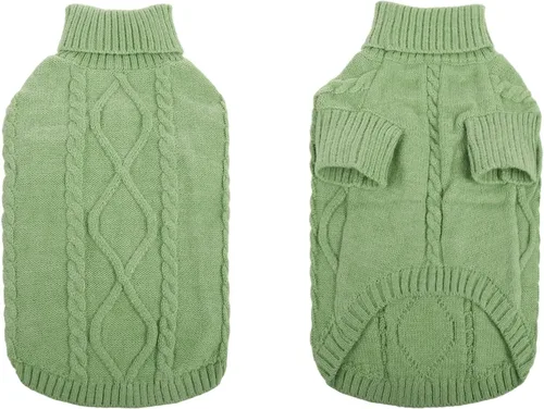 Vista 107 de Queenmore - Suéter de punto trenzado con cuello alto para perros pequeños, para climas fríos, para chihuahua, bulldog, teckel, carlino y yorkie, XS